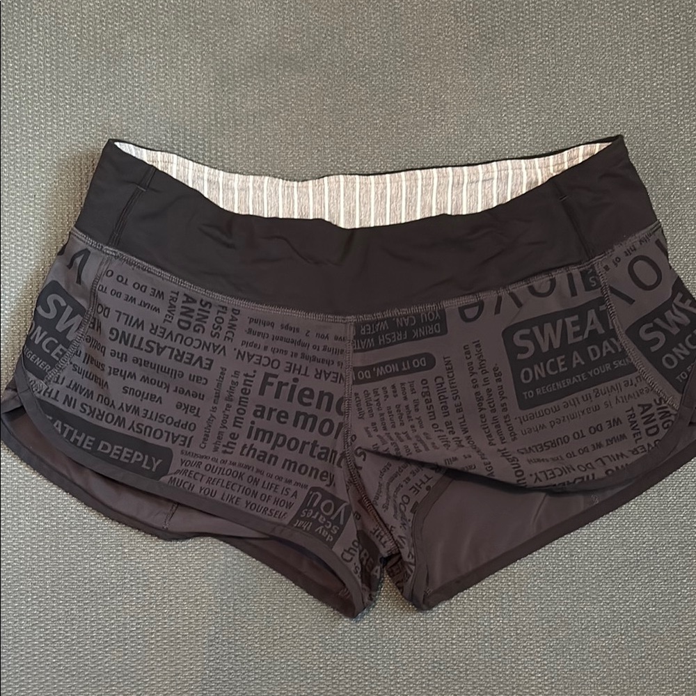 Lululemon Athletica Black Athletic Shorts with Curved Hem